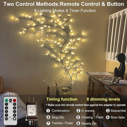 Enchanted Willow Vine Lights with Remote, Christmas Swags Decor