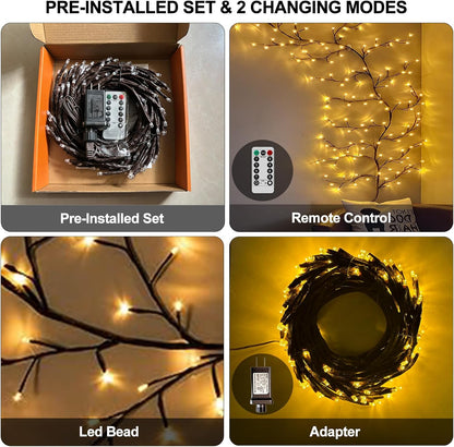 Enchanted Willow Vine Lights with Remote, Christmas Swags Decor