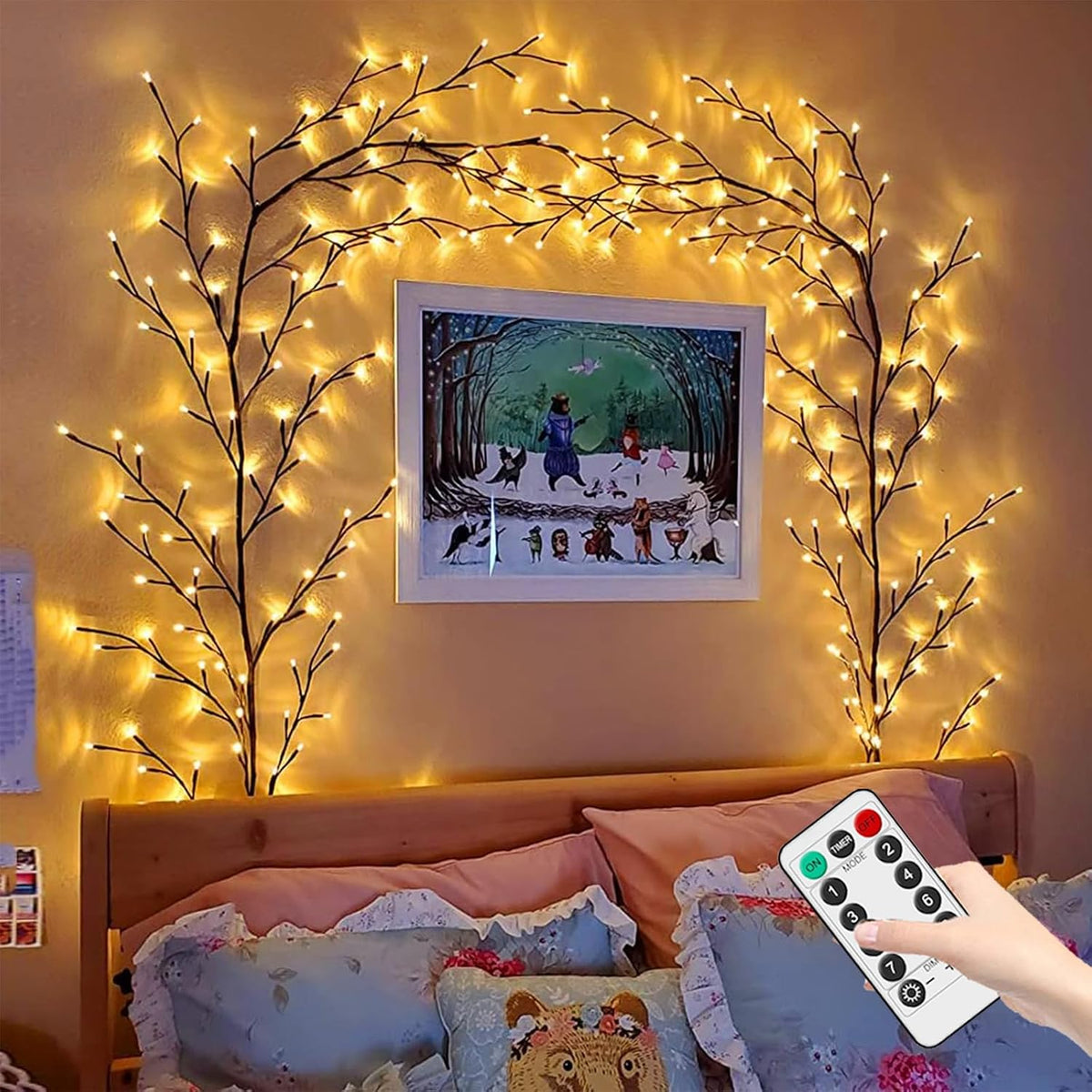 Enchanted Willow Vine Lights with Remote, Christmas Swags Decor