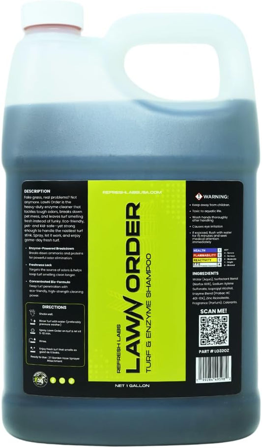 LawN Order Artificial Turf Cleaner & Odor Eliminator – Enzyme Powered, Pet & Kid Safe, Removes Pet Mess Smells (1 Gallon)