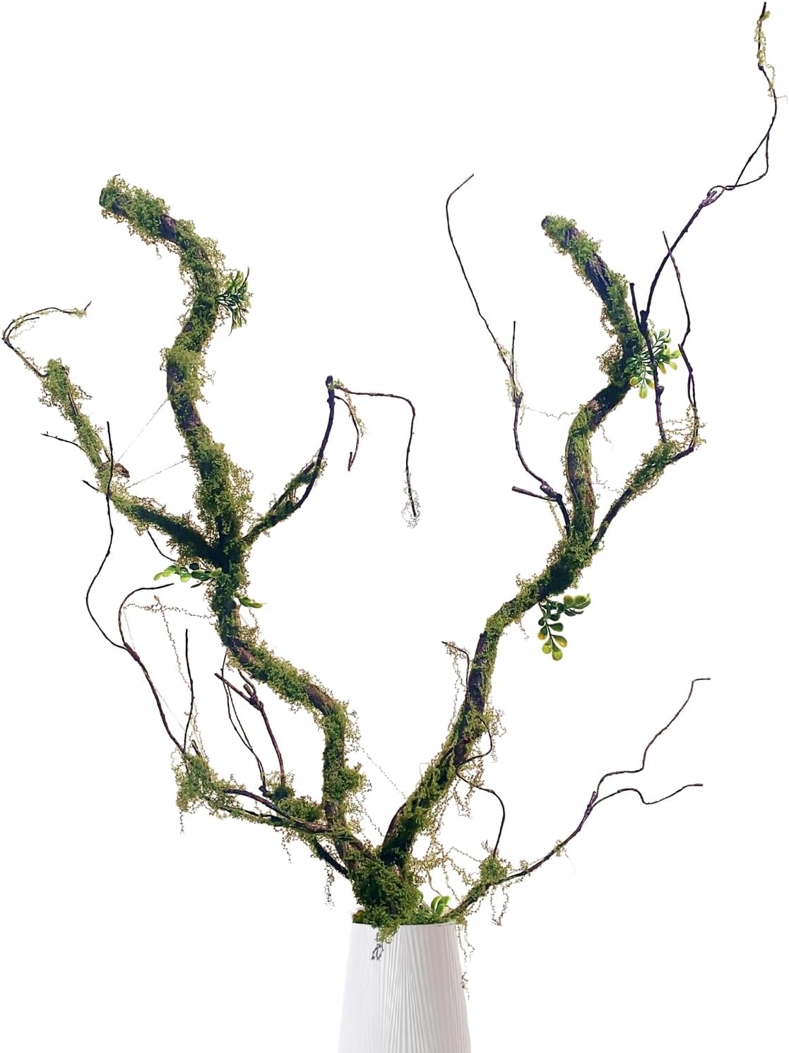 43 inches Moss Twig Vines Artificial Trees Branches Jungle Climber Fake Greenery Twigs Trunk with Greenery for Home Decor Garden Landscape Hanging Reptile Habitat Decor (Green - Pack of 4)