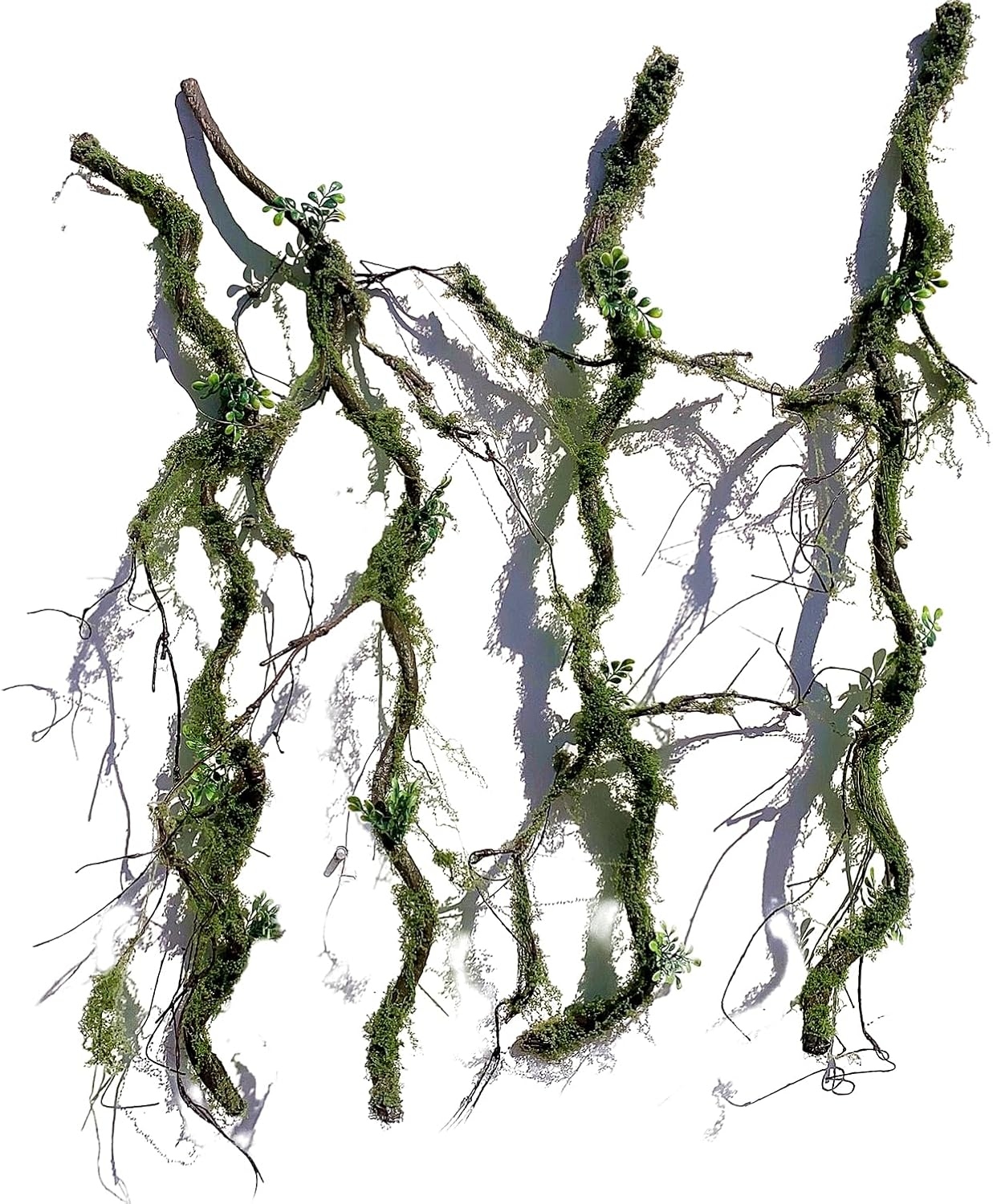 43 inches Moss Twig Vines Artificial Trees Branches Jungle Climber Fake Greenery Twigs Trunk with Greenery for Home Decor Garden Landscape Hanging Reptile Habitat Decor (Green - Pack of 4)