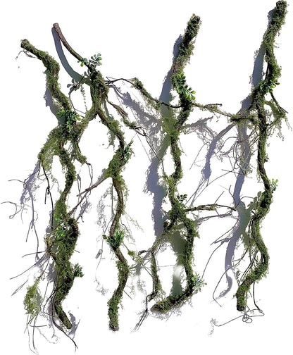 43 inches Moss Twig Vines Artificial Trees Branches Jungle Climber Fake Greenery Twigs Trunk with Greenery for Home Decor Garden Landscape Hanging Reptile Habitat Decor (Green - Pack of 4)