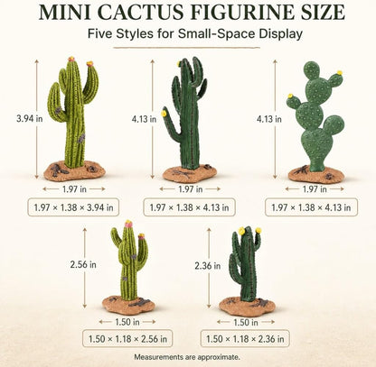 Desert Animal Figurines Set with Model Cactus | Artificial Greenery Plant Fake Cacti - Desert Diorama Project - Great for Sand Table Landscape Scene Accessories Decoration