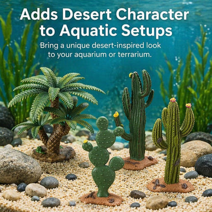 Desert Animal Figurines Set with Model Cactus | Artificial Greenery Plant Fake Cacti - Desert Diorama Project - Great for Sand Table Landscape Scene Accessories Decoration
