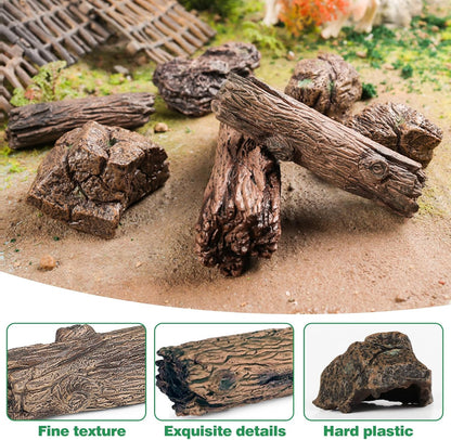 Desert Animal Figurines Set with Model Cactus | Artificial Greenery Plant Fake Cacti - Desert Diorama Project - Great for Sand Table Landscape Scene Accessories Decoration