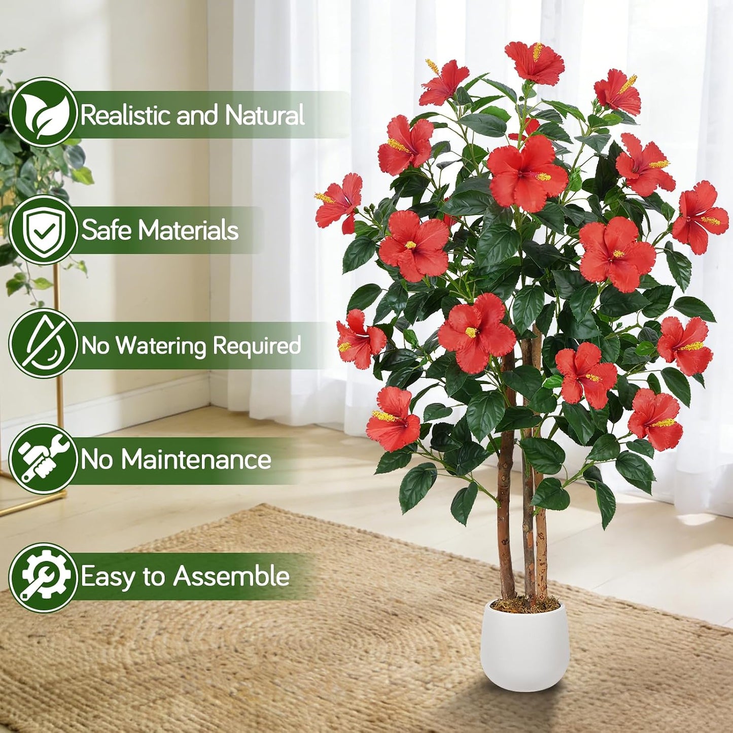 Bougainvillea Artificial Flowers 2PCS Artificial Trees for Outdoors | 37.4" Bougainvillea Trees for Outdoor Artificial Tree with Ground Spike UV Resistant Artificial Outdoor Plants Outside Decor