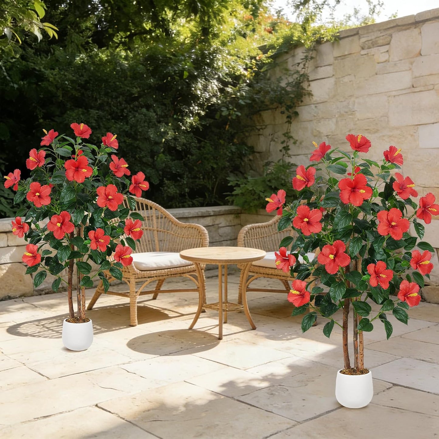 Bougainvillea Artificial Flowers 2PCS Artificial Trees for Outdoors | 37.4" Bougainvillea Trees for Outdoor Artificial Tree with Ground Spike UV Resistant Artificial Outdoor Plants Outside Decor