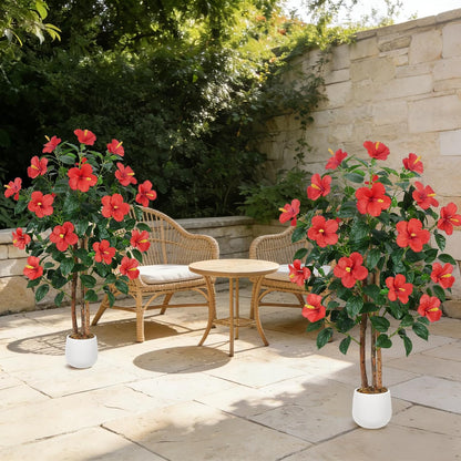 Bougainvillea Artificial Flowers 2PCS Artificial Trees for Outdoors | 37.4" Bougainvillea Trees for Outdoor Artificial Tree with Ground Spike UV Resistant Artificial Outdoor Plants Outside Decor