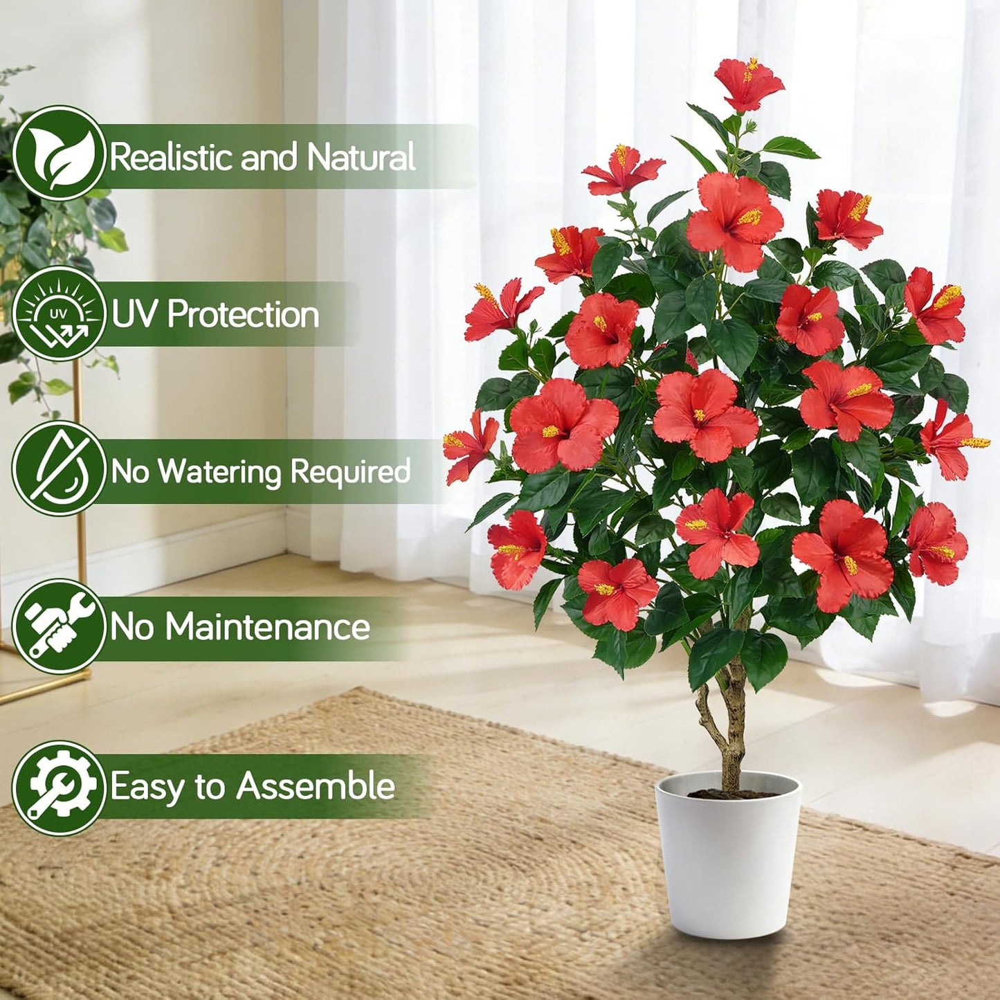 Bougainvillea Artificial Flowers 2PCS Artificial Trees for Outdoors | 37.4" Bougainvillea Trees for Outdoor Artificial Tree with Ground Spike UV Resistant Artificial Outdoor Plants Outside Decor