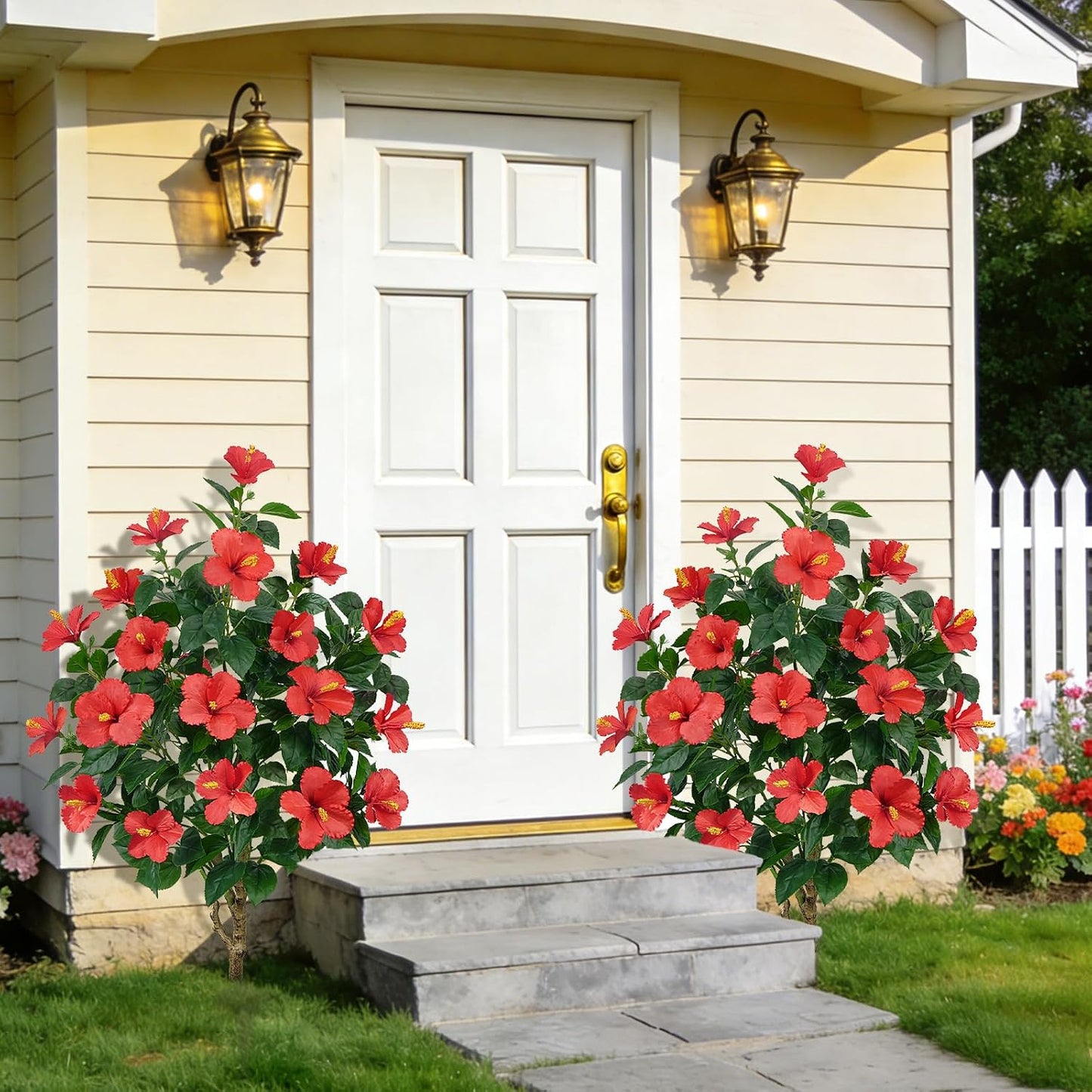 Bougainvillea Artificial Flowers 2PCS Artificial Trees for Outdoors | 37.4" Bougainvillea Trees for Outdoor Artificial Tree with Ground Spike UV Resistant Artificial Outdoor Plants Outside Decor