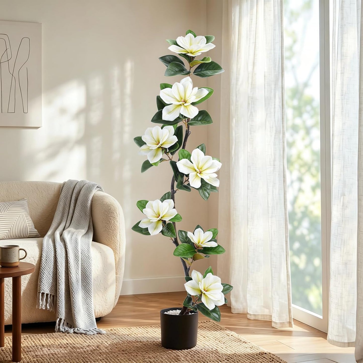 Bougainvillea Artificial Flowers 2PCS Artificial Trees for Outdoors | 37.4" Bougainvillea Trees for Outdoor Artificial Tree with Ground Spike UV Resistant Artificial Outdoor Plants Outside Decor