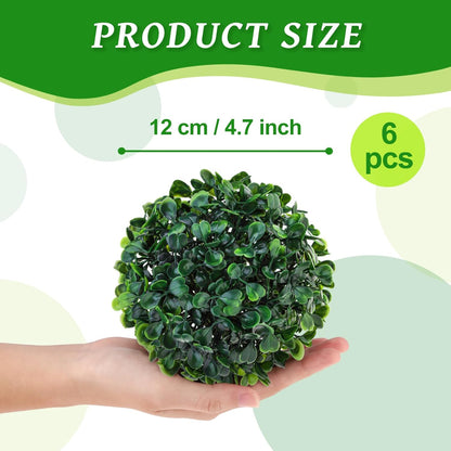 6pcs Artificial Boxwood Topiary Ball, 4.7Inch Small Fake Plant Ball | mini faux topiary greenery balls, bulk lifelike small boxwood sphere decor for table centerpiece ornament patio balcony decor