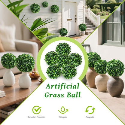 6pcs Artificial Boxwood Topiary Ball, 4.7Inch Small Fake Plant Ball | mini faux topiary greenery balls, bulk lifelike small boxwood sphere decor for table centerpiece ornament patio balcony decor