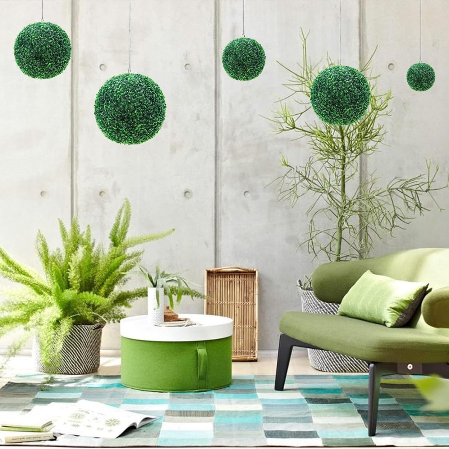 6pcs Artificial Boxwood Topiary Ball, 4.7Inch Small Fake Plant Ball | mini faux topiary greenery balls, bulk lifelike small boxwood sphere decor for table centerpiece ornament patio balcony decor