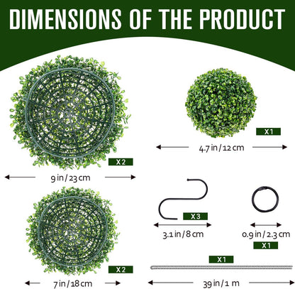 6pcs Artificial Boxwood Topiary Ball, 4.7Inch Small Fake Plant Ball | mini faux topiary greenery balls, bulk lifelike small boxwood sphere decor for table centerpiece ornament patio balcony decor