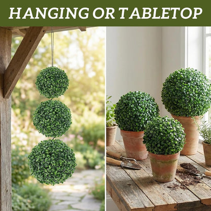 6pcs Artificial Boxwood Topiary Ball, 4.7Inch Small Fake Plant Ball | mini faux topiary greenery balls, bulk lifelike small boxwood sphere decor for table centerpiece ornament patio balcony decor