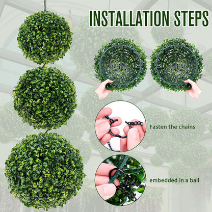 6pcs Artificial Boxwood Topiary Ball, 4.7Inch Small Fake Plant Ball | mini faux topiary greenery balls, bulk lifelike small boxwood sphere decor for table centerpiece ornament patio balcony decor