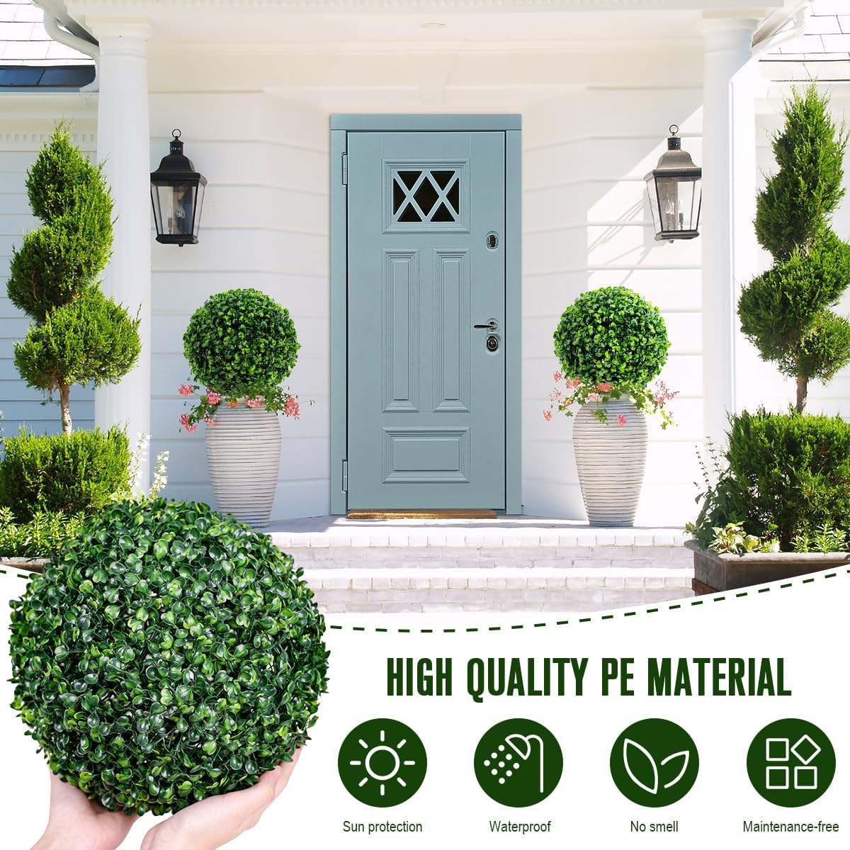 6pcs Artificial Boxwood Topiary Ball, 4.7Inch Small Fake Plant Ball | mini faux topiary greenery balls, bulk lifelike small boxwood sphere decor for table centerpiece ornament patio balcony decor