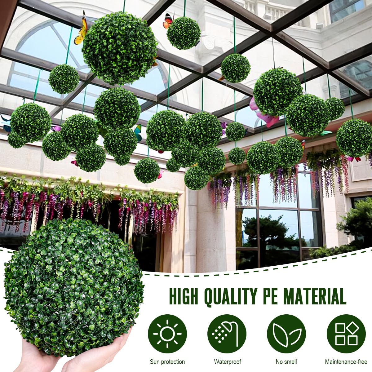 6pcs Artificial Boxwood Topiary Ball, 4.7Inch Small Fake Plant Ball | mini faux topiary greenery balls, bulk lifelike small boxwood sphere decor for table centerpiece ornament patio balcony decor
