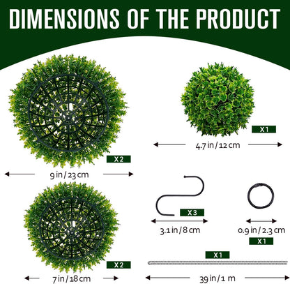 6pcs Artificial Boxwood Topiary Ball, 4.7Inch Small Fake Plant Ball | mini faux topiary greenery balls, bulk lifelike small boxwood sphere decor for table centerpiece ornament patio balcony decor