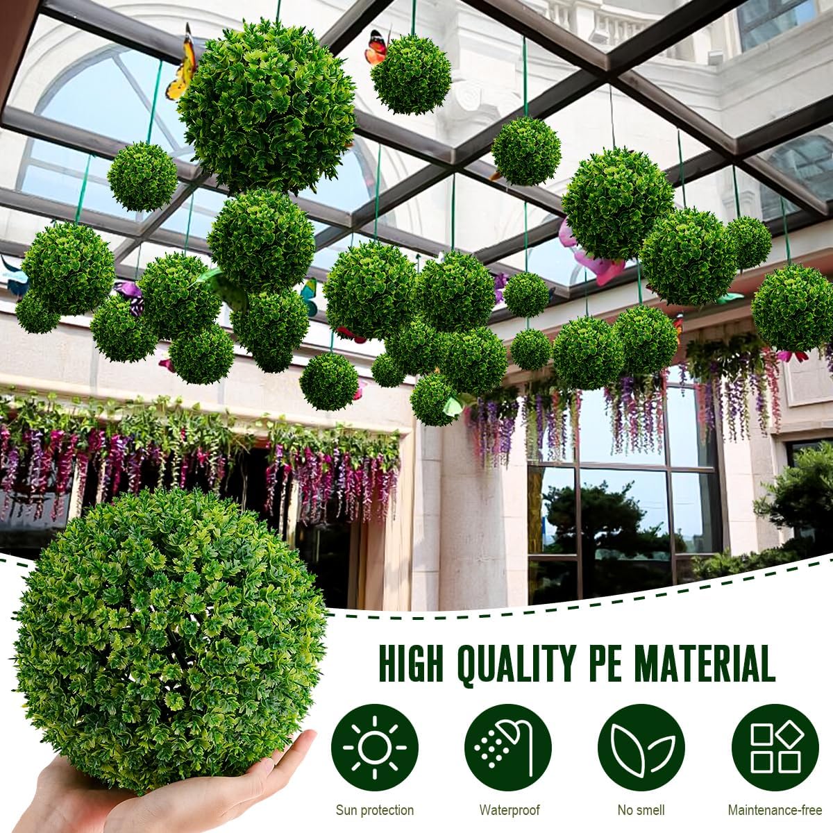 6pcs Artificial Boxwood Topiary Ball, 4.7Inch Small Fake Plant Ball | mini faux topiary greenery balls, bulk lifelike small boxwood sphere decor for table centerpiece ornament patio balcony decor