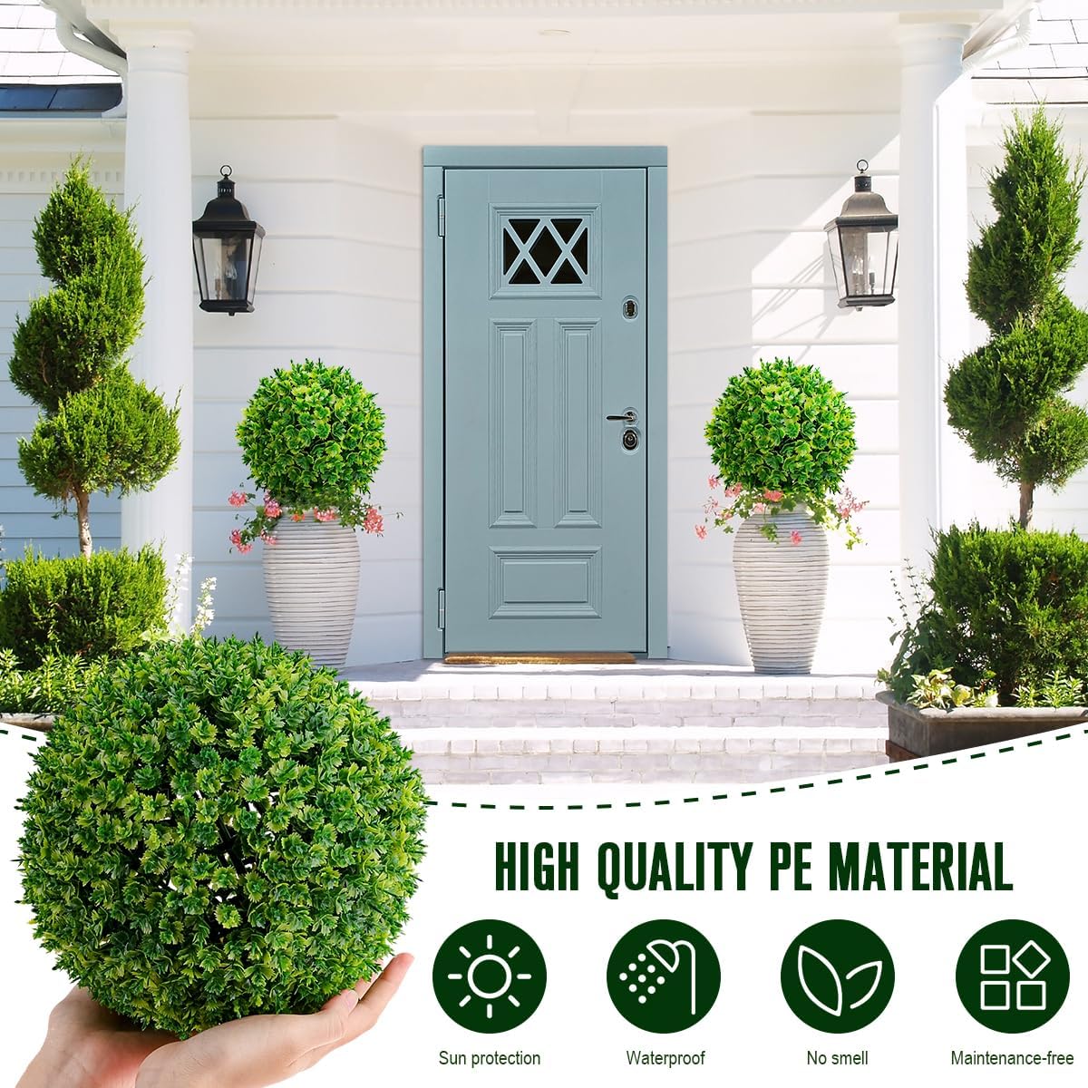 6pcs Artificial Boxwood Topiary Ball, 4.7Inch Small Fake Plant Ball | mini faux topiary greenery balls, bulk lifelike small boxwood sphere decor for table centerpiece ornament patio balcony decor