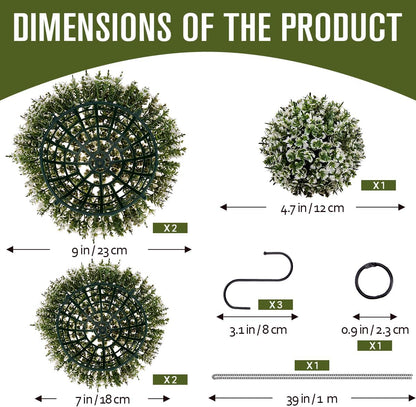 6pcs Artificial Boxwood Topiary Ball, 4.7Inch Small Fake Plant Ball | mini faux topiary greenery balls, bulk lifelike small boxwood sphere decor for table centerpiece ornament patio balcony decor