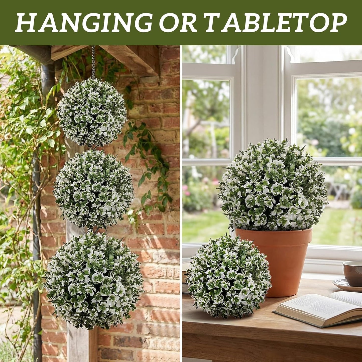 6pcs Artificial Boxwood Topiary Ball, 4.7Inch Small Fake Plant Ball | mini faux topiary greenery balls, bulk lifelike small boxwood sphere decor for table centerpiece ornament patio balcony decor