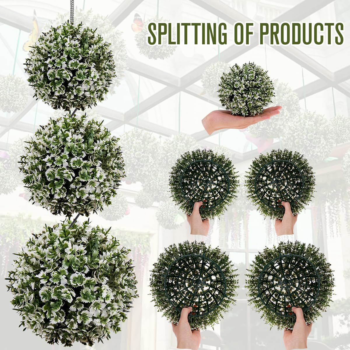 6pcs Artificial Boxwood Topiary Ball, 4.7Inch Small Fake Plant Ball | mini faux topiary greenery balls, bulk lifelike small boxwood sphere decor for table centerpiece ornament patio balcony decor