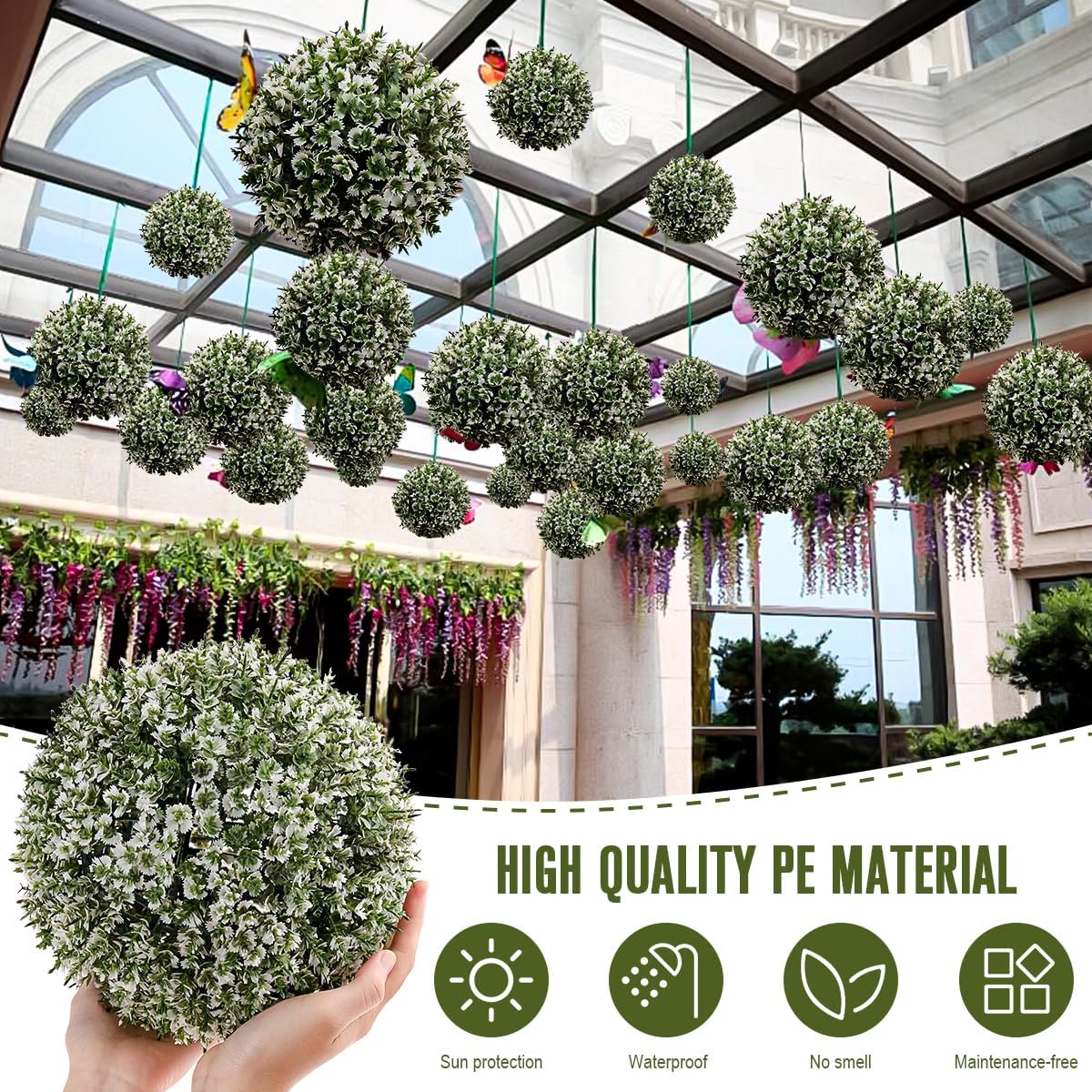 6pcs Artificial Boxwood Topiary Ball, 4.7Inch Small Fake Plant Ball | mini faux topiary greenery balls, bulk lifelike small boxwood sphere decor for table centerpiece ornament patio balcony decor