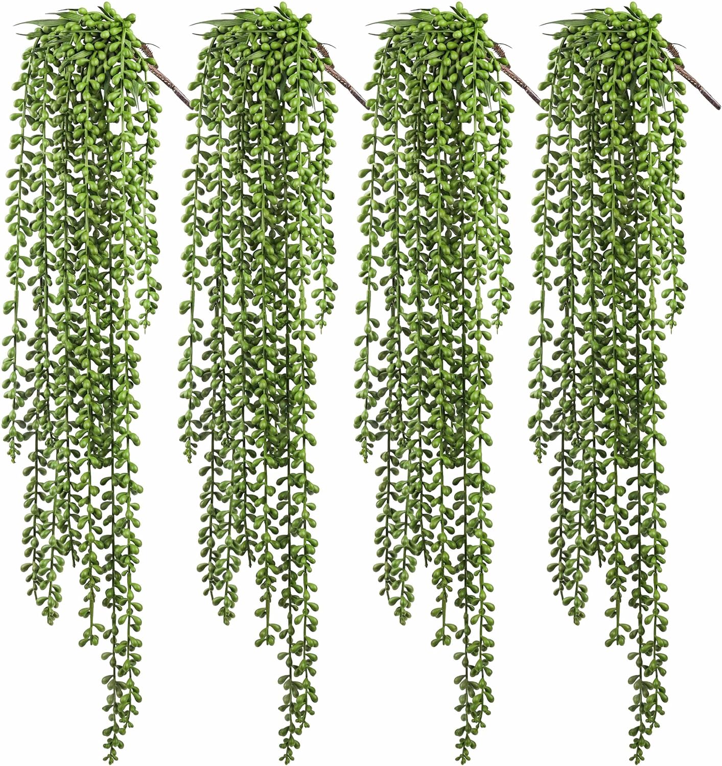 Meiliy 4pcs Artificial Succulent Plants Hanging Succulent Plants Faux Succulents Unpotted Branch String of Pearls Plant for Home Kitchen Office Wedding Garden Craft Art Indoor Decor