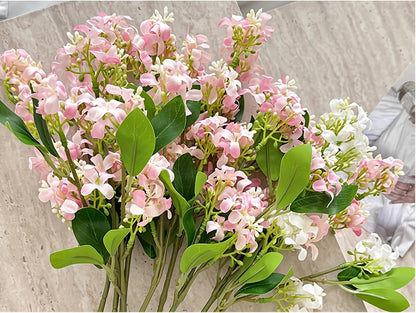 5pcs Artificial Lilac Flowers 15" Fake White Silk Delphinium Antirrhinum for Vase Bouquets Floral Arrangement Home Office Wedding Decoration.(White)