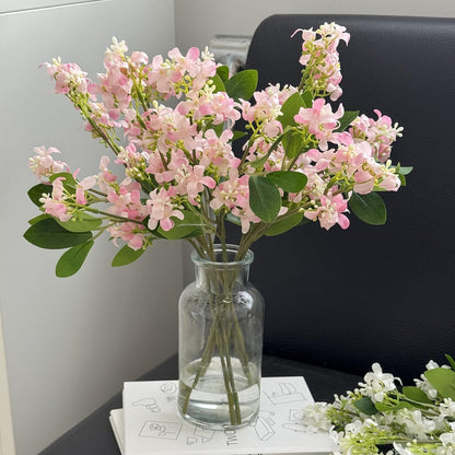 5pcs Artificial Lilac Flowers 15" Fake White Silk Delphinium Antirrhinum for Vase Bouquets Floral Arrangement Home Office Wedding Decoration.(White)