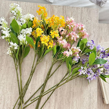 5pcs Artificial Lilac Flowers 15" Fake White Silk Delphinium Antirrhinum for Vase Bouquets Floral Arrangement Home Office Wedding Decoration.(White)