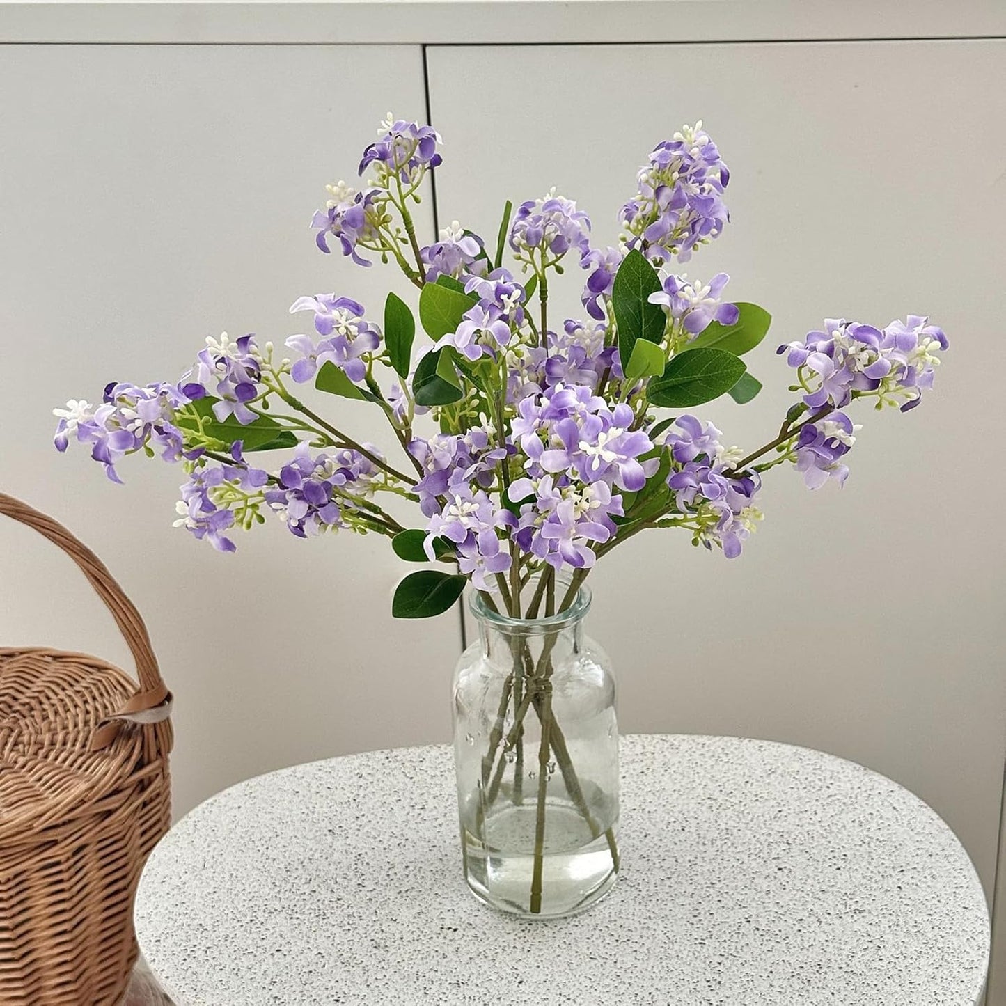 5pcs Artificial Lilac Flowers 15" Fake White Silk Delphinium Antirrhinum for Vase Bouquets Floral Arrangement Home Office Wedding Decoration.(White)
