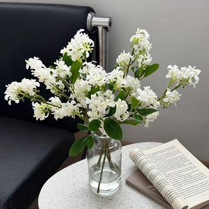 5pcs Artificial Lilac Flowers 15" Fake White Silk Delphinium Antirrhinum for Vase Bouquets Floral Arrangement Home Office Wedding Decoration.(White)