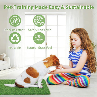 30 x 20 inches 2 Pack Fake Grass Pee for Dogs Artificial Grass Rug Pad for Puppy Potty Washable Grass Mat for Pet Training with Drainage Hole