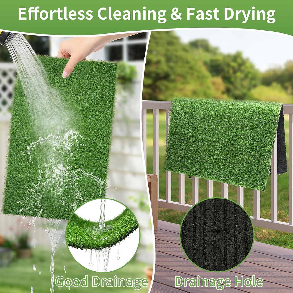 30 x 20 inches 2 Pack Fake Grass Pee for Dogs Artificial Grass Rug Pad for Puppy Potty Washable Grass Mat for Pet Training with Drainage Hole