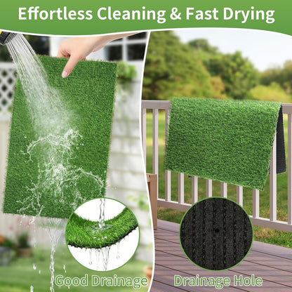 30 x 20 inches 2 Pack Fake Grass Pee for Dogs Artificial Grass Rug Pad for Puppy Potty Washable Grass Mat for Pet Training with Drainage Hole