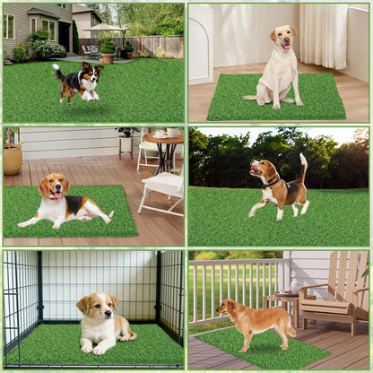 30 x 20 inches 2 Pack Fake Grass Pee for Dogs Artificial Grass Rug Pad for Puppy Potty Washable Grass Mat for Pet Training with Drainage Hole