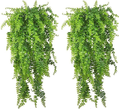 Reptile Plants Hanging Fake Vines Boston Climbing Terrarium Plant with Suction Cup for Bearded Dragons Lizards Crested Gecko Snake Hermit Crab and Tank Habitat Decorations (2 Pack)