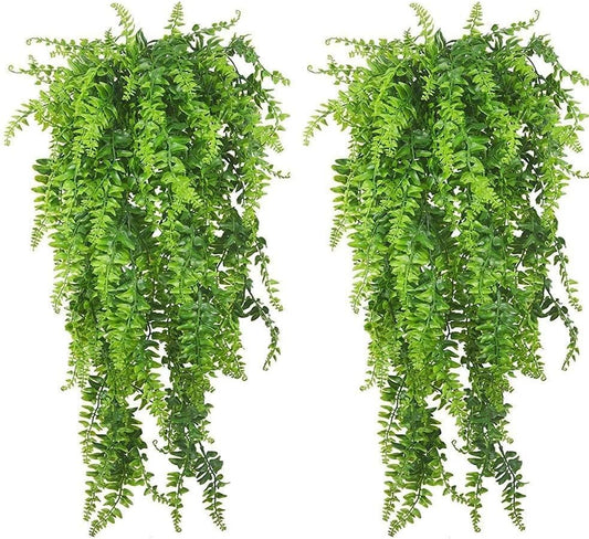 Reptile Plants Hanging Fake Vines Boston Climbing Terrarium Plant with Suction Cup for Bearded Dragons Lizards Crested Gecko Snake Hermit Crab and Tank Habitat Decorations (2 Pack)