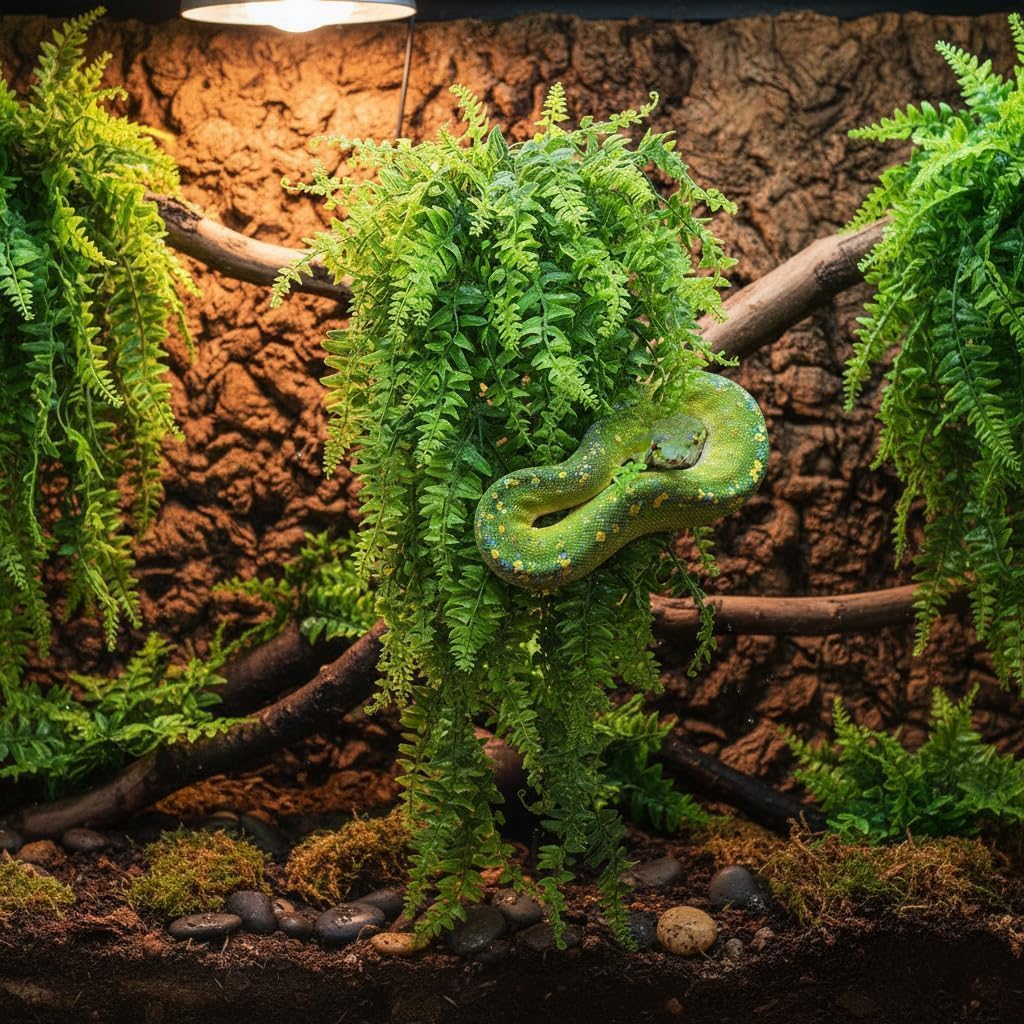 Reptile Plants Hanging Fake Vines Boston Climbing Terrarium Plant with Suction Cup for Bearded Dragons Lizards Crested Gecko Snake Hermit Crab and Tank Habitat Decorations (2 Pack)