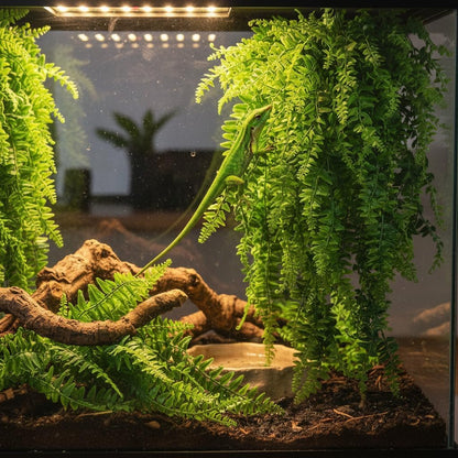 Reptile Plants Hanging Fake Vines Boston Climbing Terrarium Plant with Suction Cup for Bearded Dragons Lizards Crested Gecko Snake Hermit Crab and Tank Habitat Decorations (2 Pack)