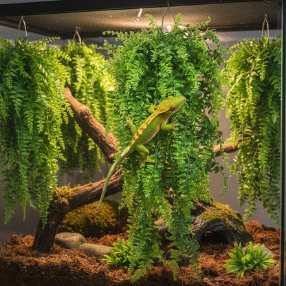 Reptile Plants Hanging Fake Vines Boston Climbing Terrarium Plant with Suction Cup for Bearded Dragons Lizards Crested Gecko Snake Hermit Crab and Tank Habitat Decorations (2 Pack)