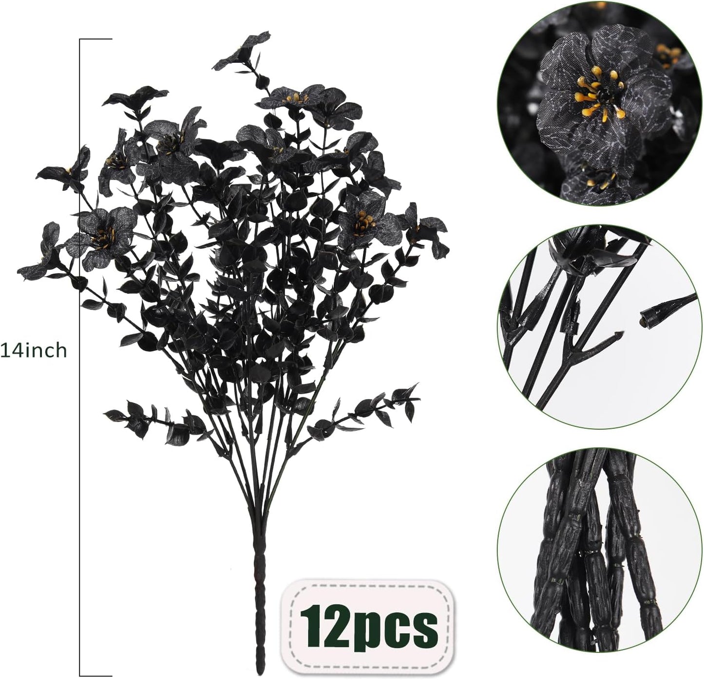12Pcs Fake Fall Flower Outside Orange Artificial Plant UV Resistant | 14.6",Faux Monkey Grass,Artificial Greenery Stems,Faux Plastic Flowers Shrubs for Weddings Garden Porch Front Patio Decor