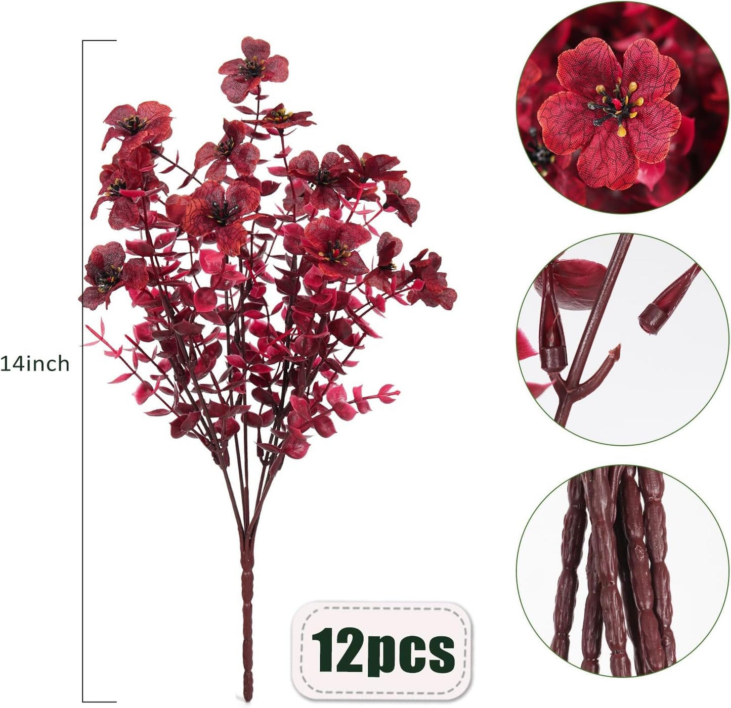 12Pcs Fake Fall Flower Outside Orange Artificial Plant UV Resistant | 14.6",Faux Monkey Grass,Artificial Greenery Stems,Faux Plastic Flowers Shrubs for Weddings Garden Porch Front Patio Decor
