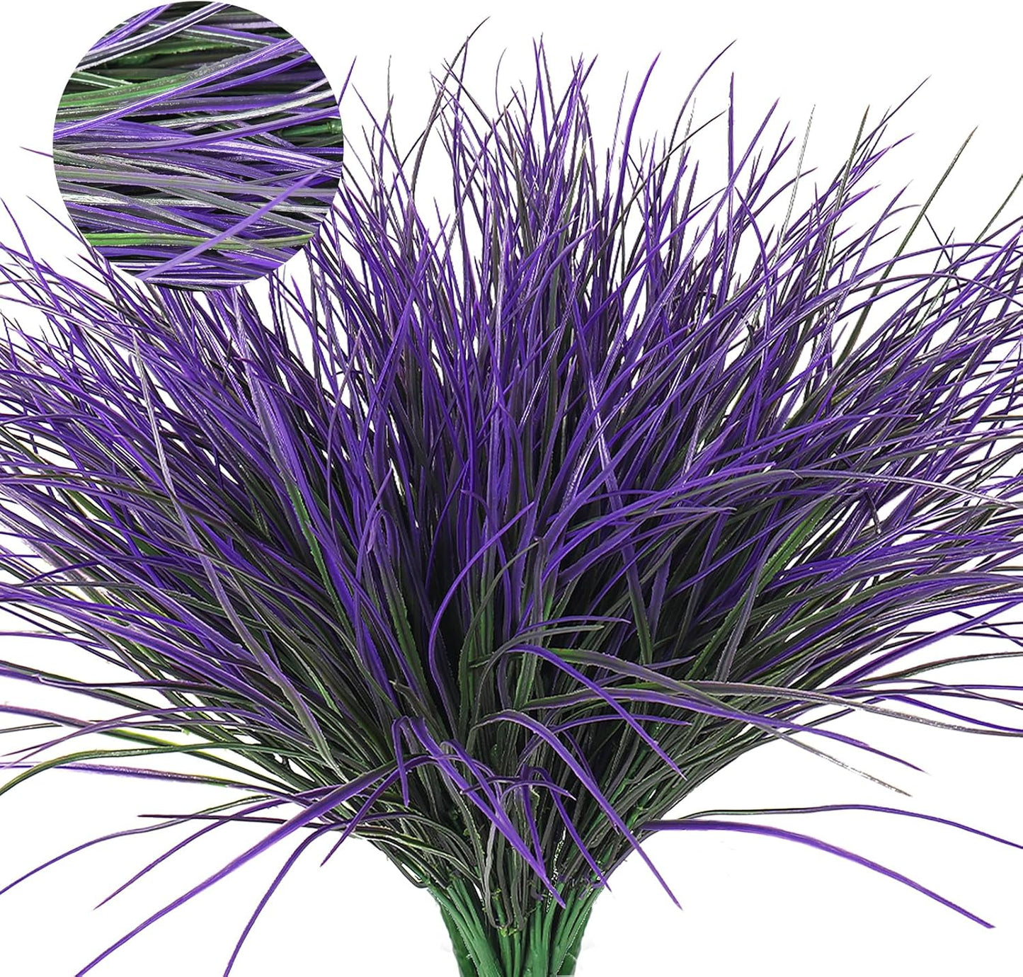 12Pcs Fake Fall Flower Outside Orange Artificial Plant UV Resistant | 14.6",Faux Monkey Grass,Artificial Greenery Stems,Faux Plastic Flowers Shrubs for Weddings Garden Porch Front Patio Decor