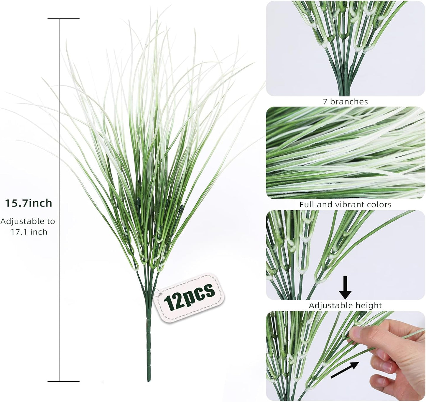 12Pcs Fake Fall Flower Outside Orange Artificial Plant UV Resistant | 14.6",Faux Monkey Grass,Artificial Greenery Stems,Faux Plastic Flowers Shrubs for Weddings Garden Porch Front Patio Decor